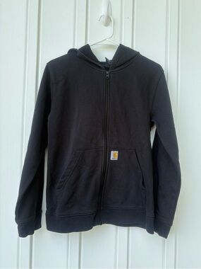 Carhartt Full Zip Hoodie Sleeve Graphic Logo Black Sweatshirt